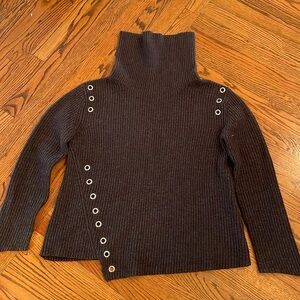 Generation Love Sweater Cowlneck Grommet Detail Size Large Gray Ribbed Knit